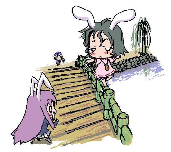 reisen udongein inaba, inaba tewi, and yagokoro eirin (touhou) drawn by baku_taso