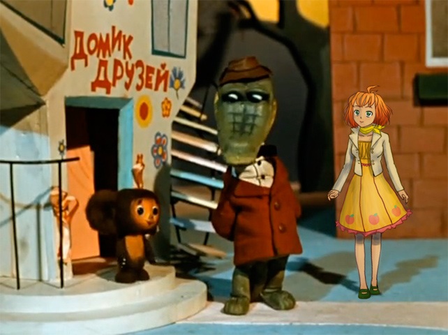 cheburashka, momo-tan, and gena the crocodile (gena the crocodile and his friends and 1 more) drawn by seastone