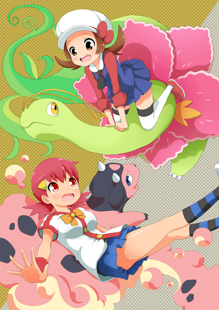 lyra, whitney, meganium, and miltank (pokemon and 1 more) drawn by magyo