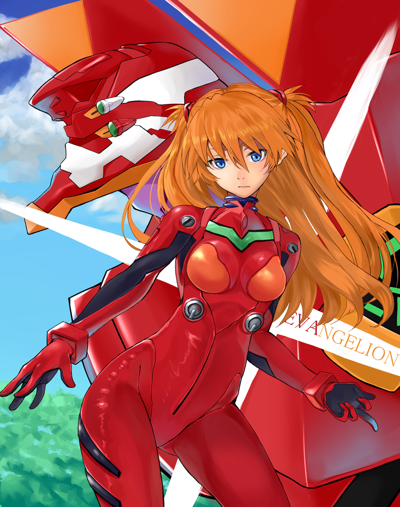 souryuu asuka langley and eva 02 (neon genesis evangelion and 1 more) drawn by harunoibuki