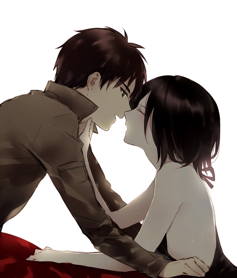 mikasa ackerman and eren yeager (shingeki no kyojin) drawn by yasai_(getsu)