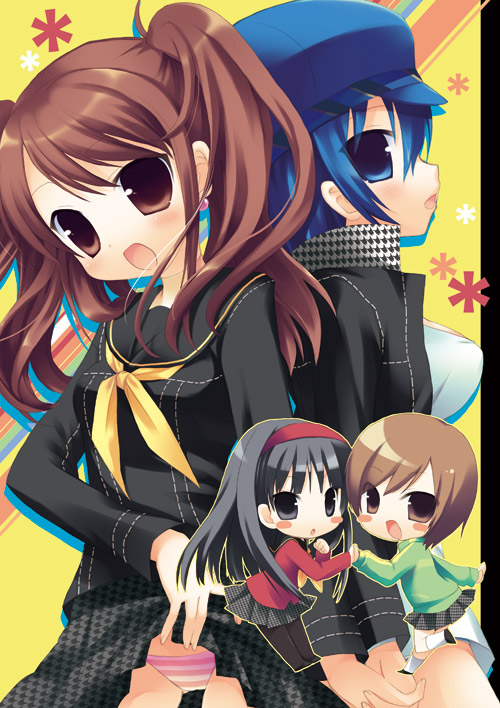 shirogane naoto, satonaka chie, kujikawa rise, and amagi yukiko (persona and 1 more) drawn by sazaki_ichiri