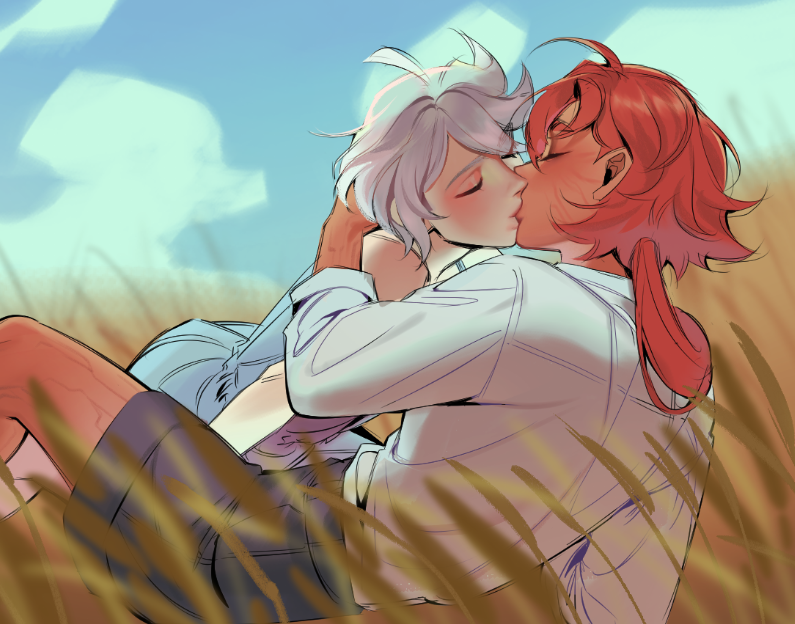 suletta mercury and miorine rembran (gundam and 1 more) drawn by sickly_prince