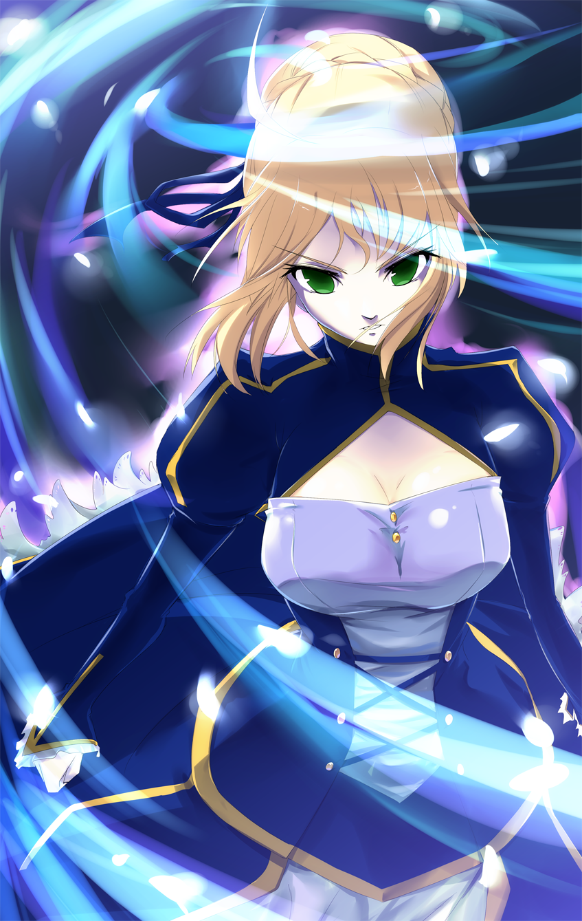 artoria pendragon and saber (fate and 2 more) drawn by initial_f