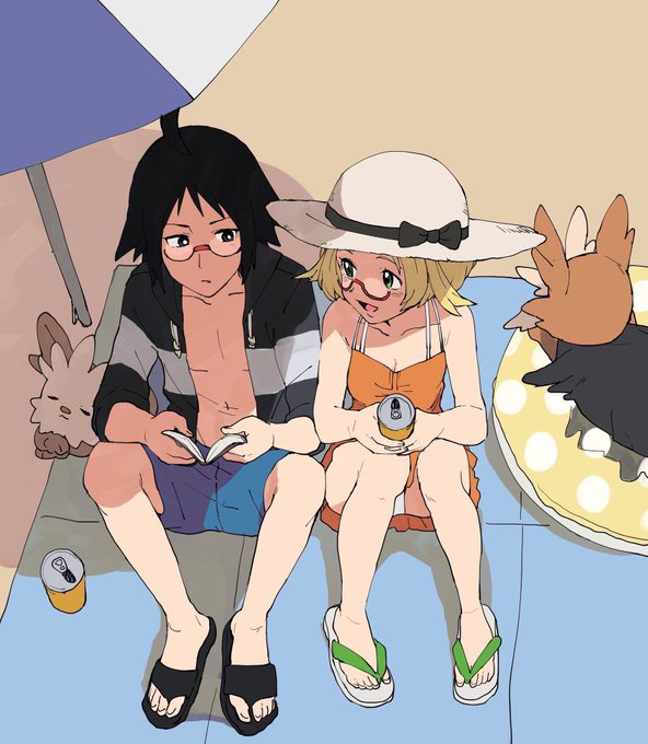 bianca, cheren, lillipup, and herdier (pokemon and 1 more) drawn by nashubi_(to_infinity_wow)