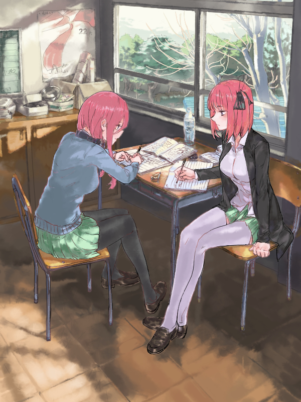 nakano nino and nakano miku (go-toubun no hanayome) drawn by kabuno_(camphora)