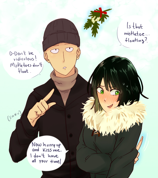 fubuki and saitama (one-punch man) drawn by saku_(ladyfubuki)