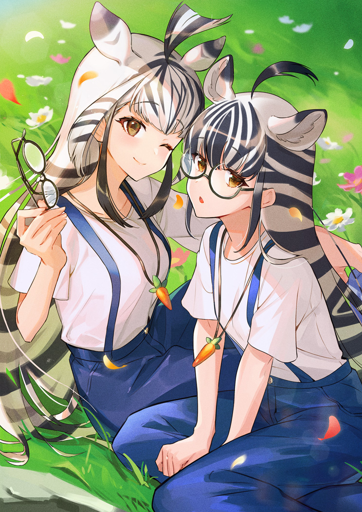 plains zebra and chapman's zebra (kemono friends and 1 more) drawn by hasumikaoru
