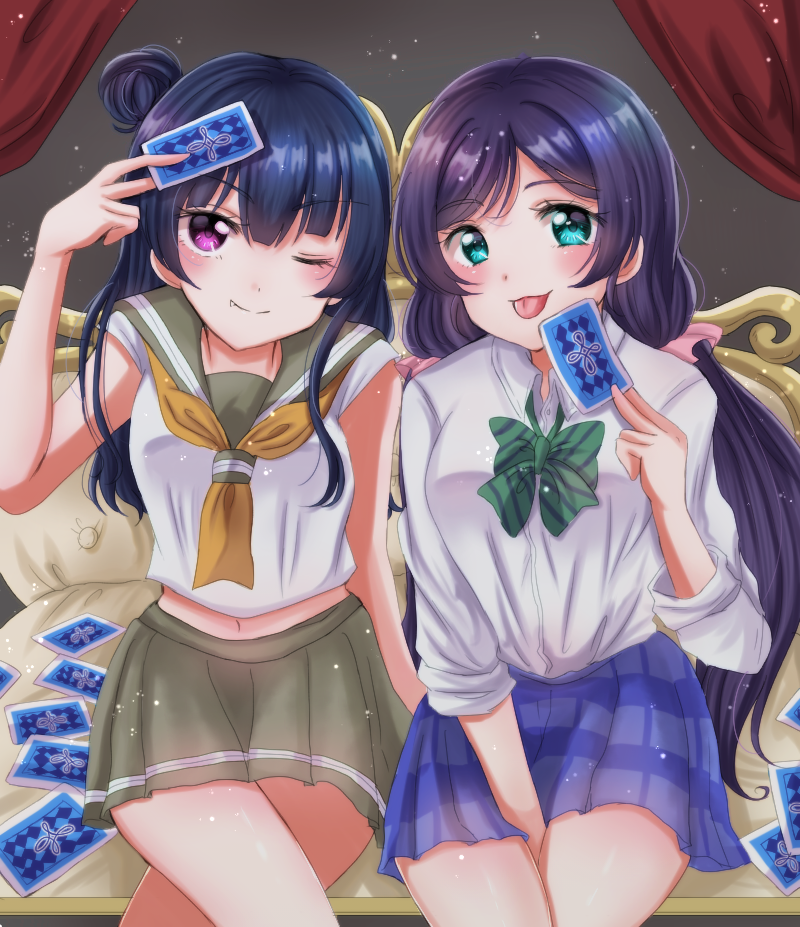tojo nozomi and tsushima yoshiko (love live! and 2 more) drawn by eneco