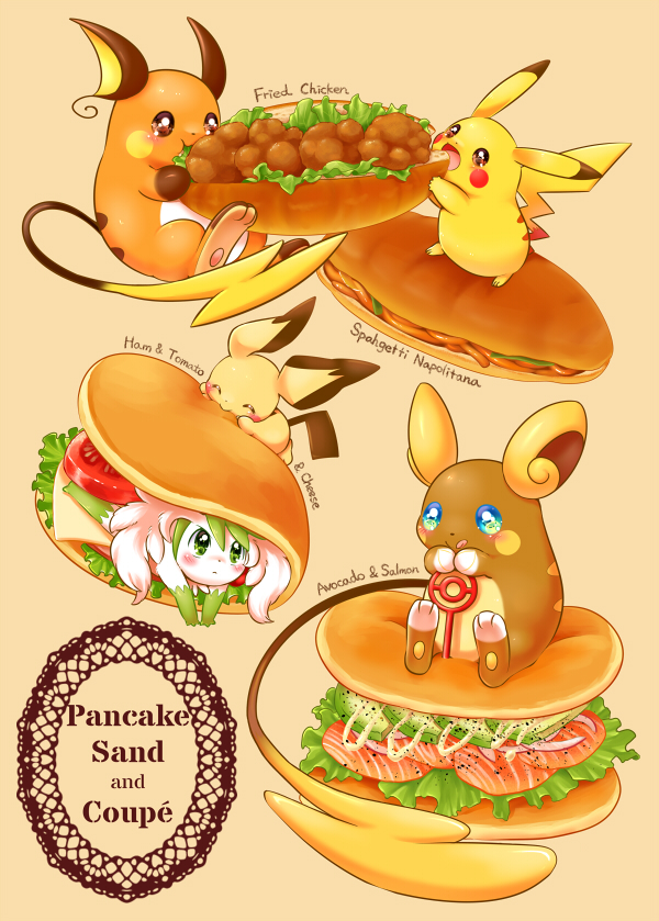 pikachu, pichu, raichu, shaymin, and alolan raichu (pokemon) drawn by aimi_(aimia492)