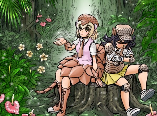 giant armadillo and giant pangolin (kemono friends) drawn by ozora_tetsu