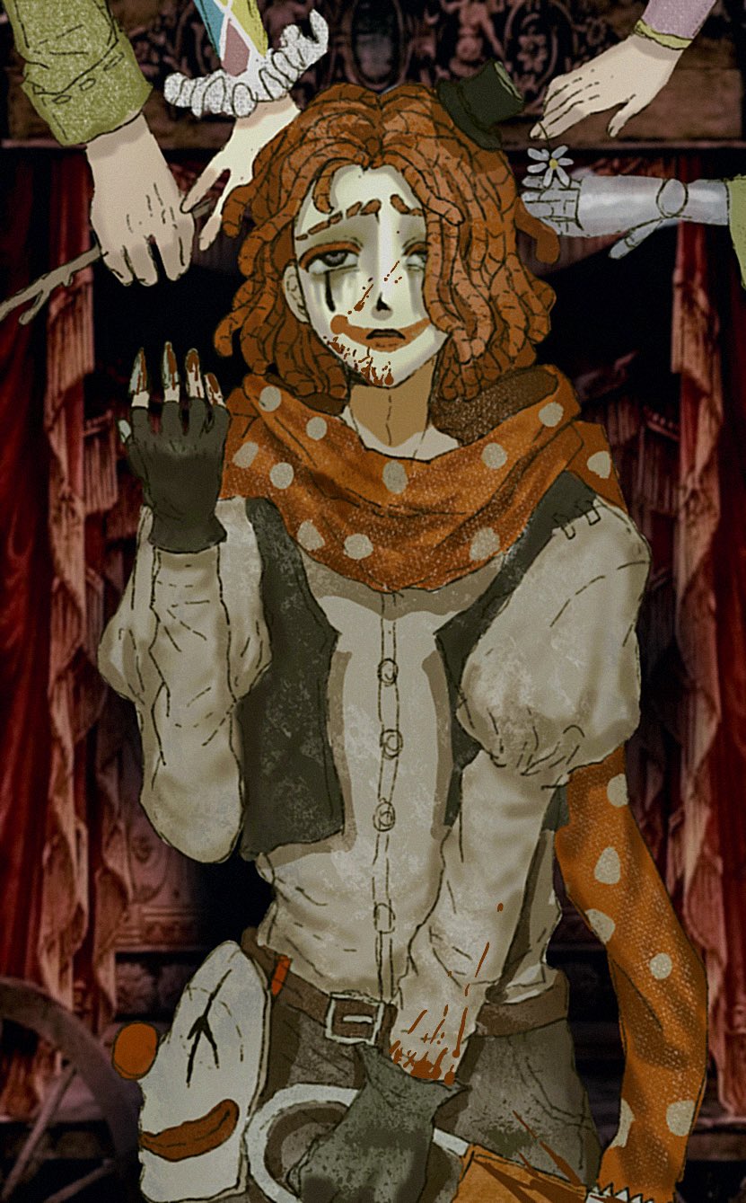 mike morton, margaretha zelle, weeping clown, violetta, and murro (identity v) drawn by fuquan9921