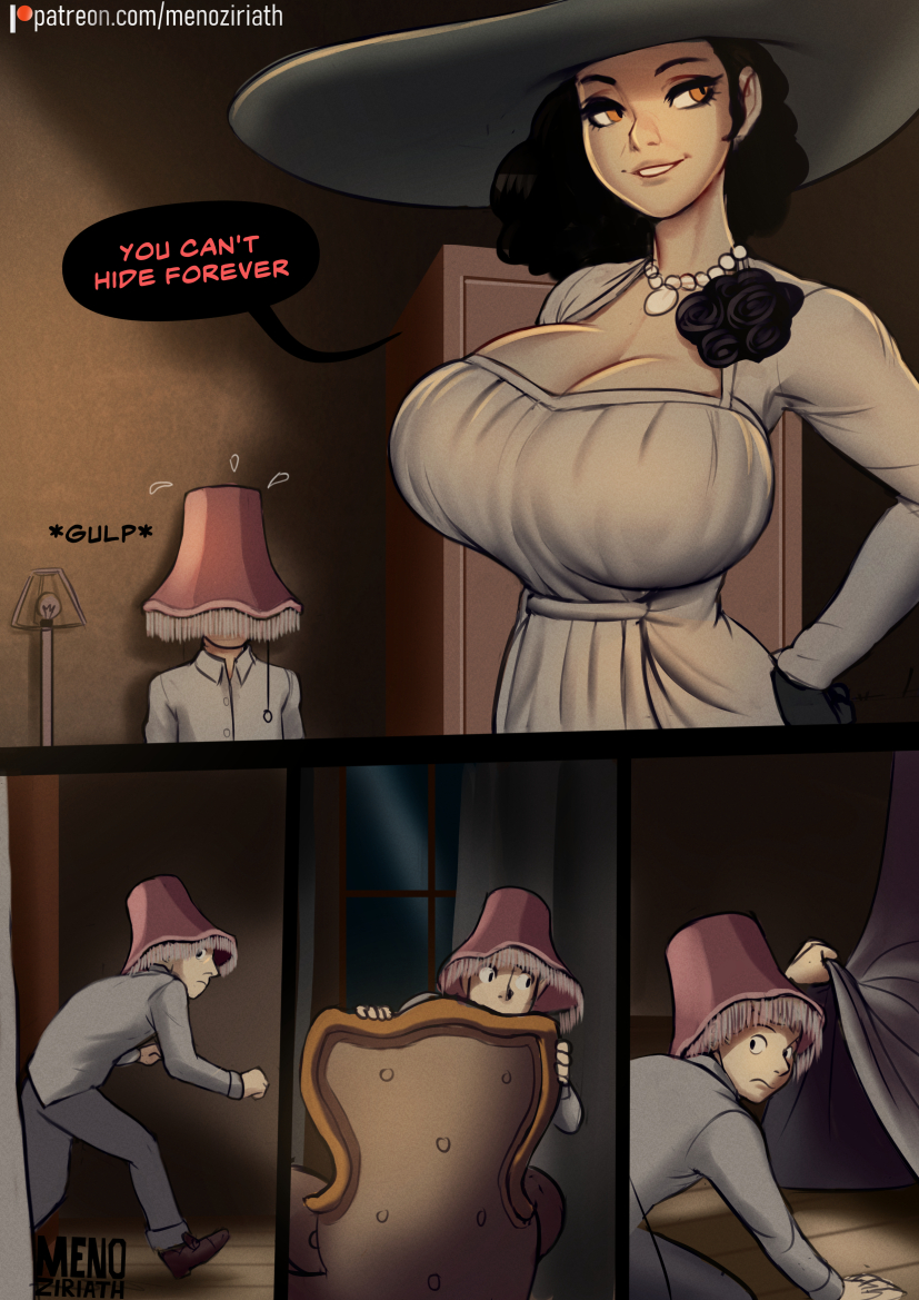 alcina dimitrescu and ethan winters (resident evil and 1 more) drawn by menoziriath
