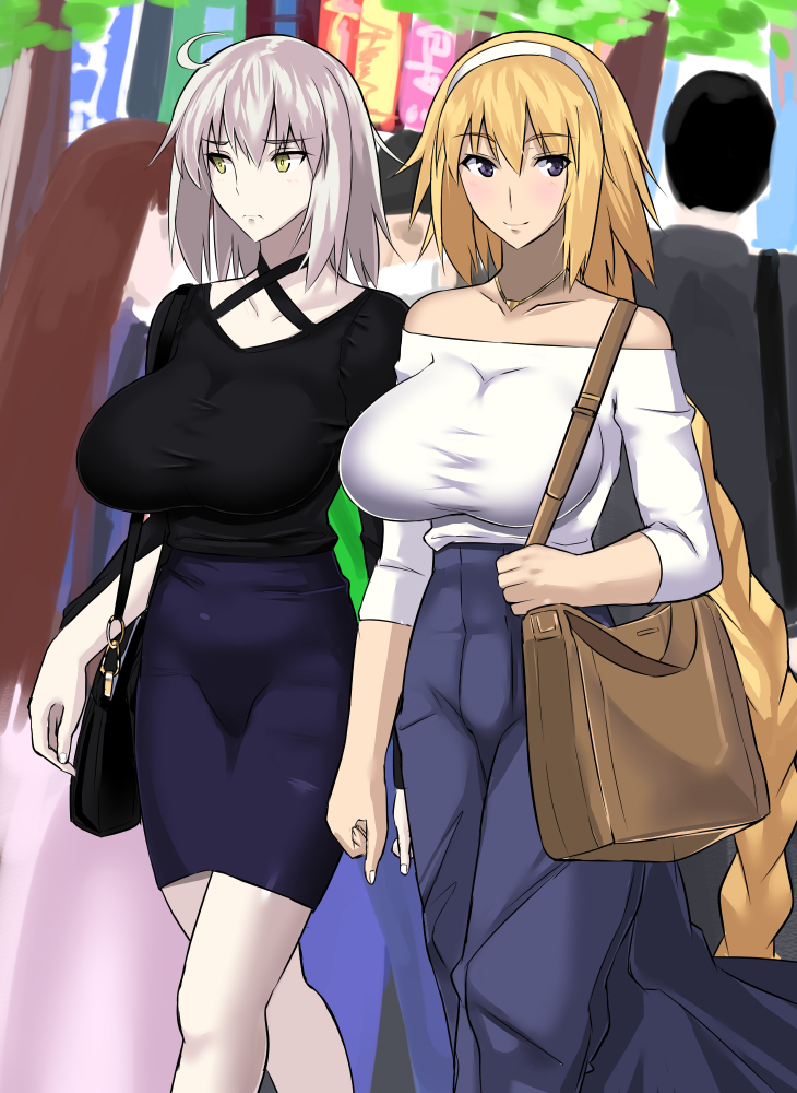 jeanne d'arc alter and jeanne d'arc (fate and 2 more) drawn by takara_joney
