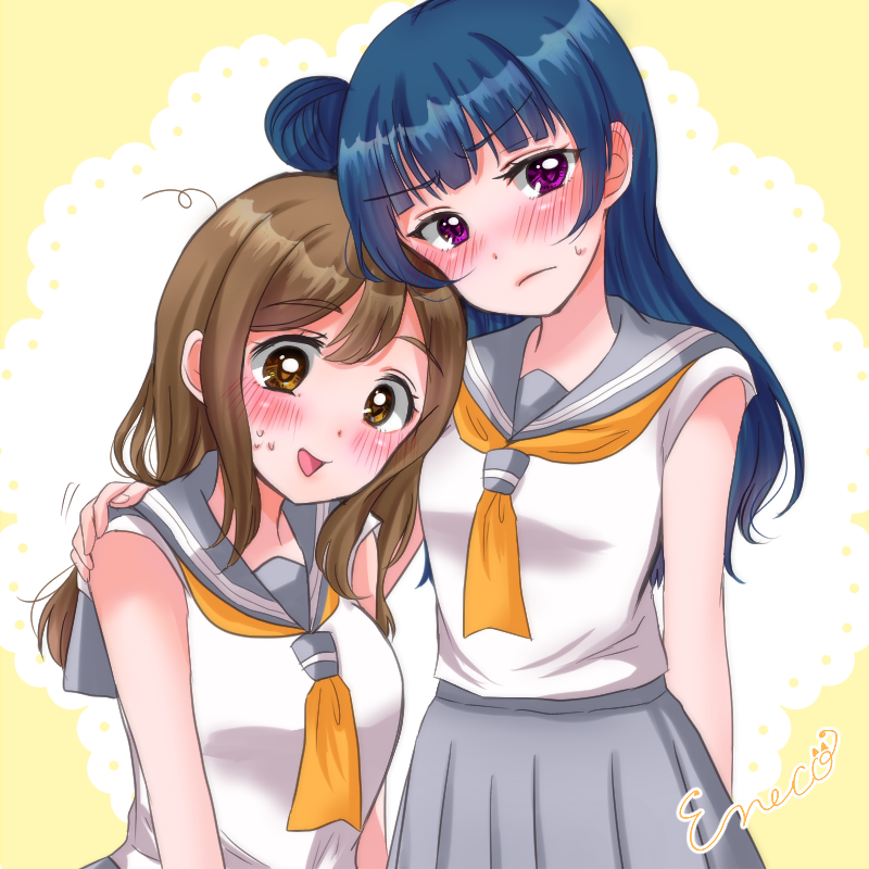 tsushima yoshiko and kunikida hanamaru (love live! and 1 more) drawn by eneco