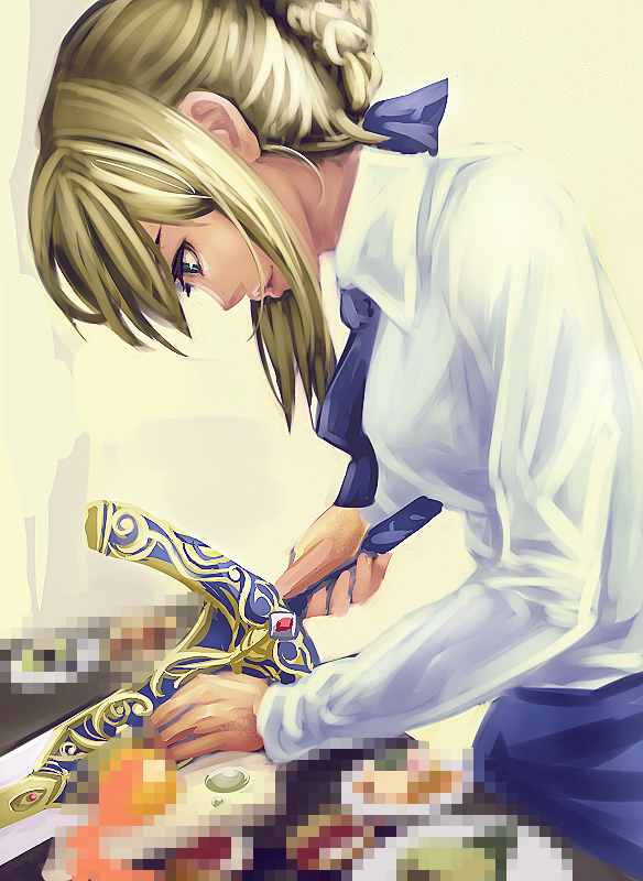artoria pendragon and saber (fate and 1 more) drawn by kibanda_gohan