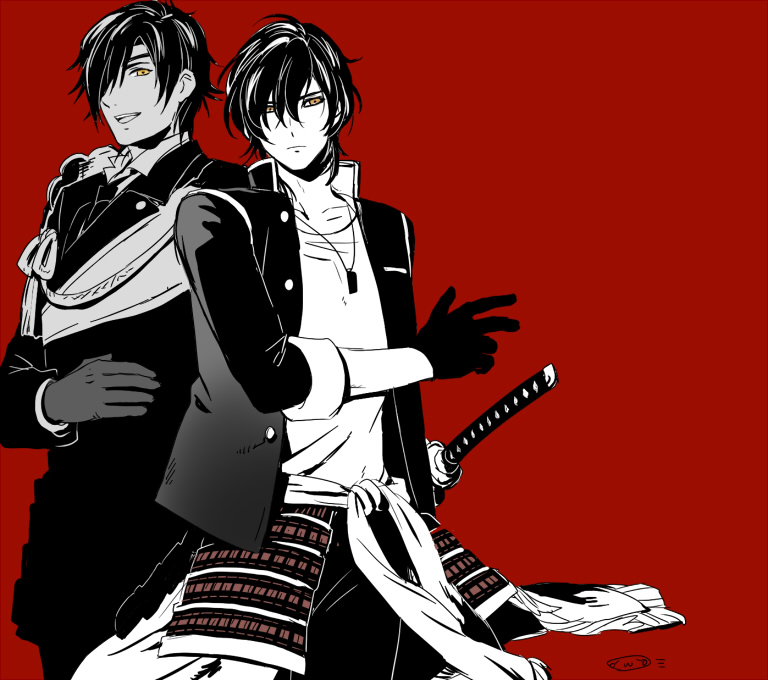 shokudaikiri mitsutada and ookurikara (touken ranbu) drawn by mizuhara_aki
