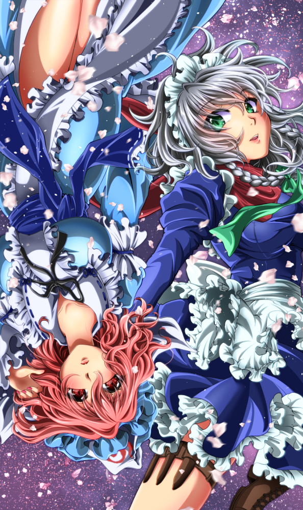 izayoi sakuya and saigyouji yuyuko (touhou) drawn by kamui_setsuna