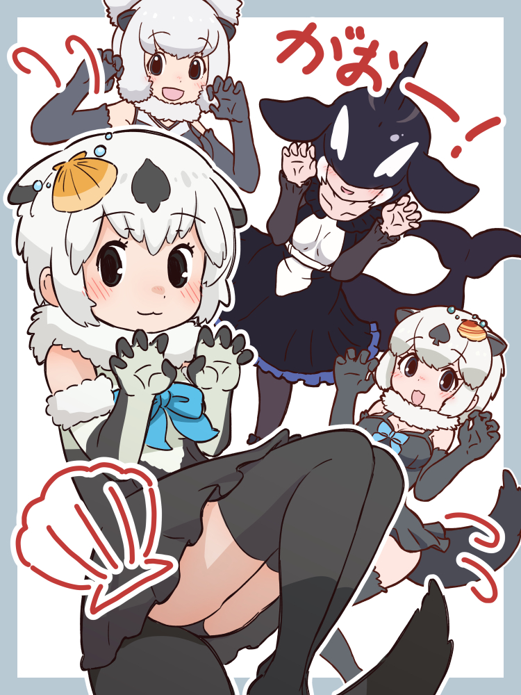 orca, californian sea otter, and alaskan sea otter (kemono friends) drawn by da_(bobafett)