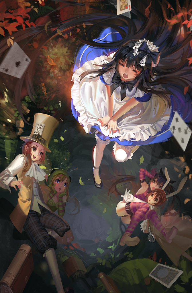 akiyama mio, nakano azusa, hirasawa yui, tainaka ritsu, and kotobuki tsumugi (k-on! and 1 more) drawn by alphonse_(white_datura)