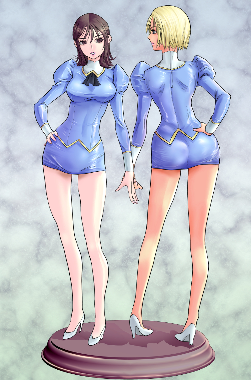 blue delmo, waitress delmo, and valerie (aika and 1 more) drawn by shimaguni_yamato