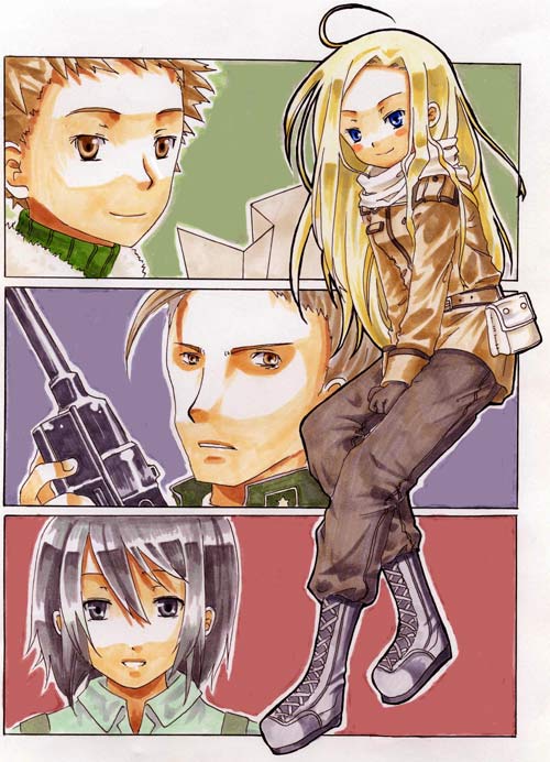 allison whittington, wilhelm schultz, fiona, and carr benedict (allison to lillia) drawn by mirusa