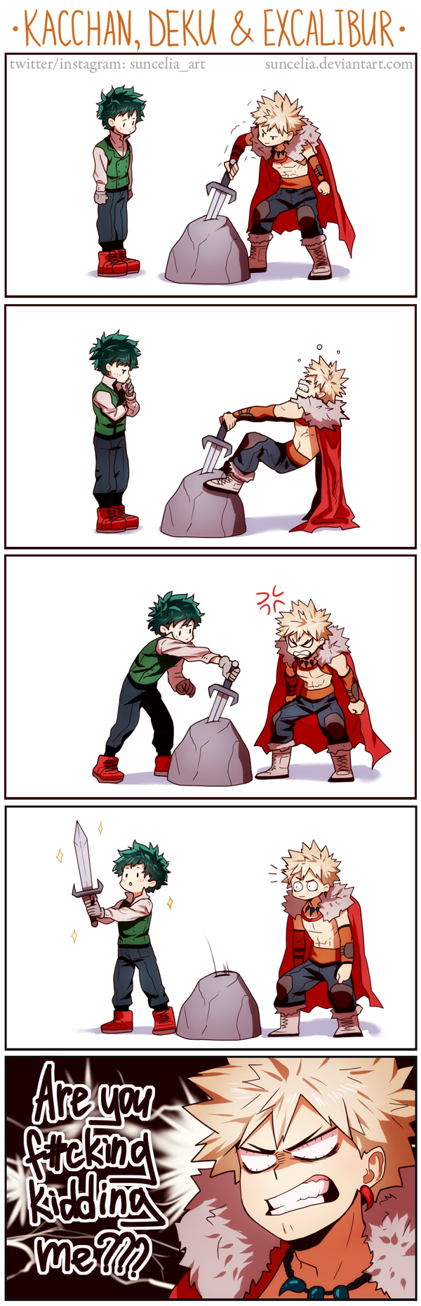 midoriya izuku and bakugou katsuki (boku no hero academia and 1 more) drawn by suncelia