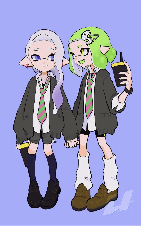inkling player character and inkling girl (splatoon) drawn by imaikuy0