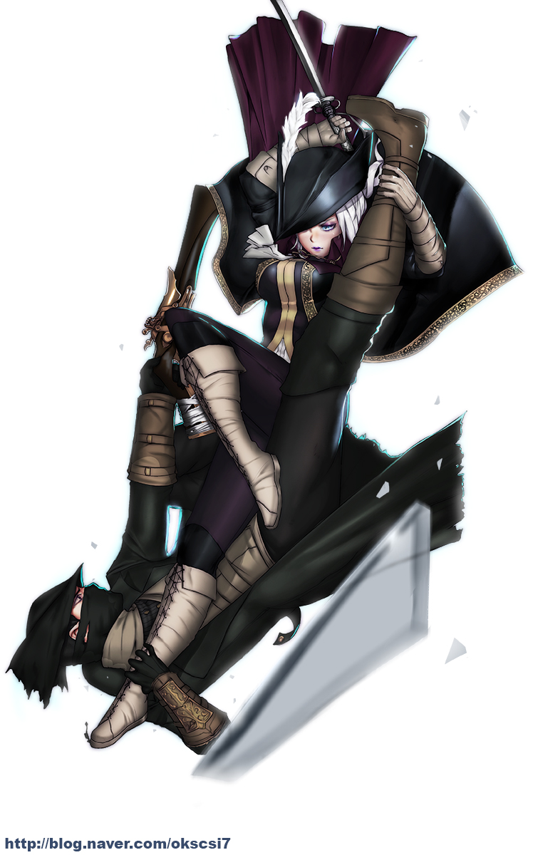 hunter and lady maria of the astral clocktower (bloodborne) drawn by blue_triangular