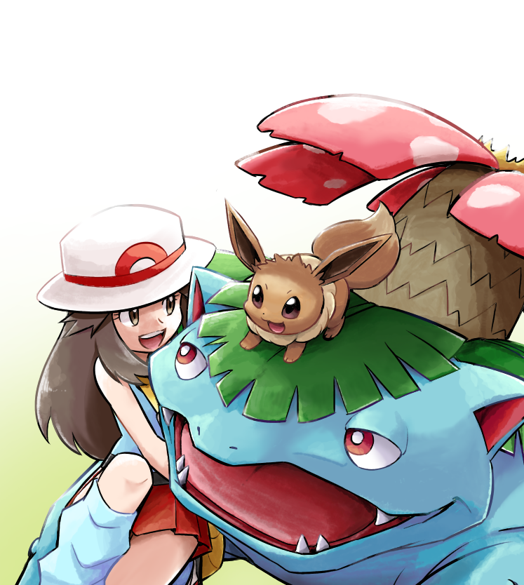 eevee, leaf, and venusaur (pokemon and 1 more) drawn by ayo_(ayosanri009)