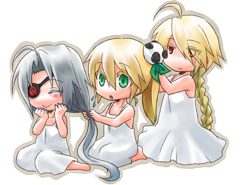 noel vermillion, nu-13, lambda-11, and lao jiu (blazblue) drawn by raika_(raitake)