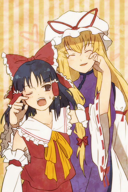 hakurei reimu and yakumo yukari (touhou) drawn by mimana