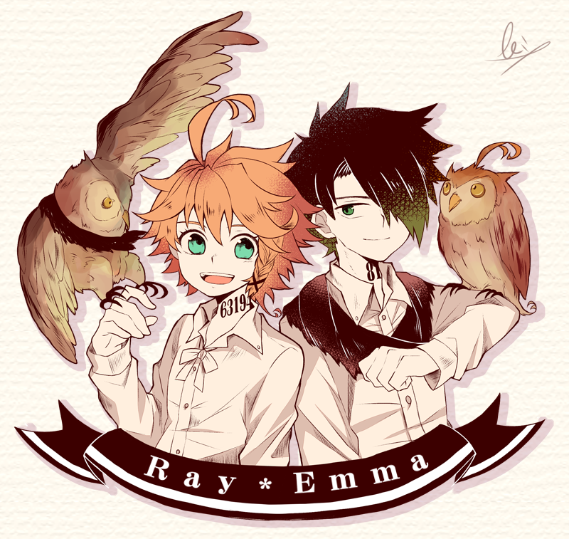 emma and ray (yakusoku no neverland) drawn by 728ret