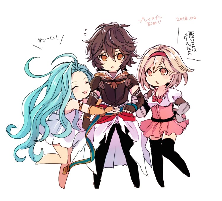 djeeta, sandalphon, lyria, and fighter (granblue fantasy) drawn by shiina_kimagure