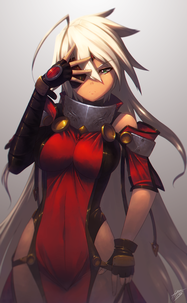 ragna the bloodedge and alpha-01 (blazblue) drawn by hell_machina