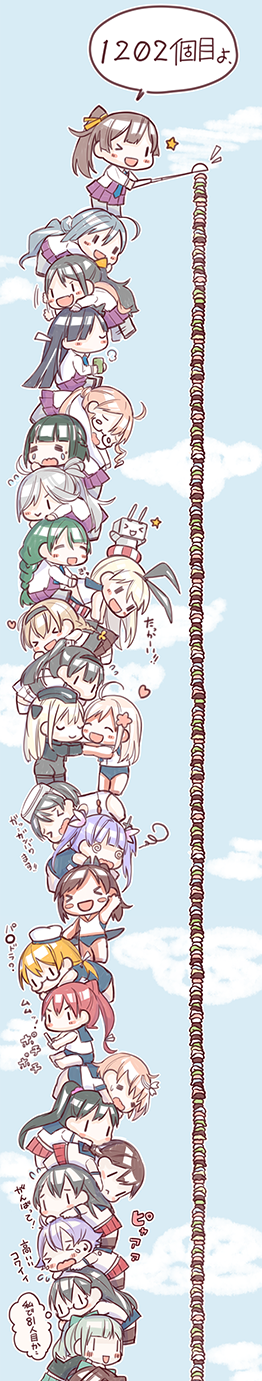shimakaze, ooyodo, rensouhou-chan, ro-500, yuubari, and 22 more (kantai collection) drawn by saki_(little_crown)