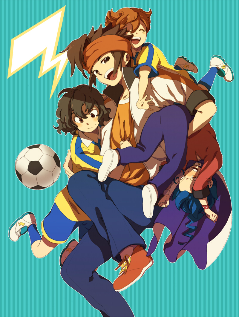 shindou takuto, matsukaze tenma, endou mamoru, and tsurugi kyousuke (inazuma eleven and 1 more) drawn by yui_ko
