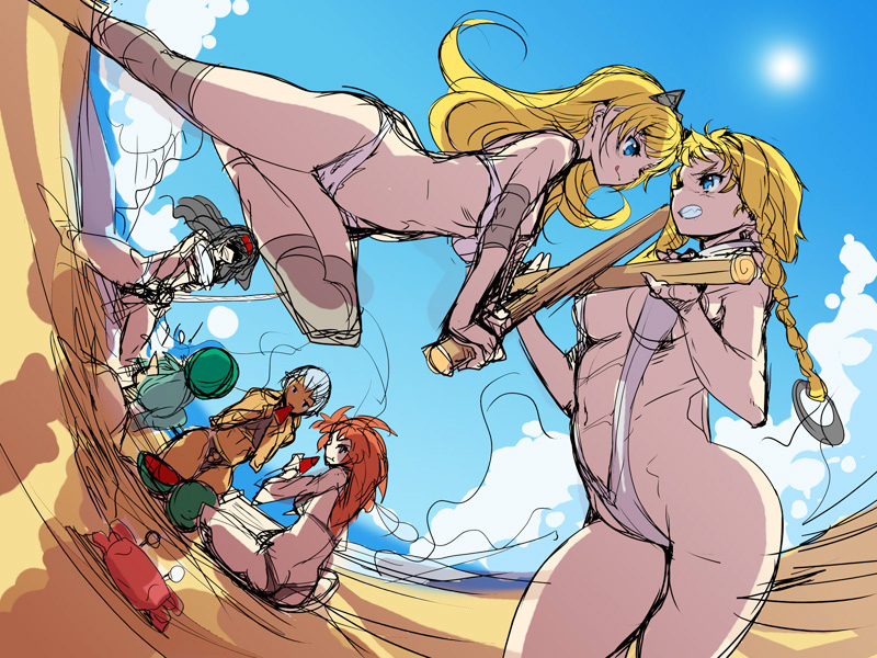 leina, exiled warrior leina, tomoe, musha miko tomoe, elina, and 5 more (queen's blade) drawn by akaga_hirotaka