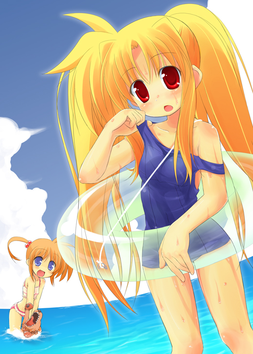 fate testarossa, takamachi nanoha, and arf (lyrical nanoha and 1 more) drawn by sw_(taco)