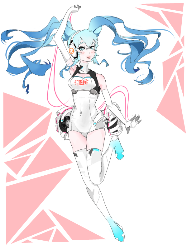 hatsune miku and racing miku (vocaloid and 1 more)