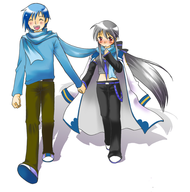 kaito and yowane haku (vocaloid) drawn by hasegawa_shuu