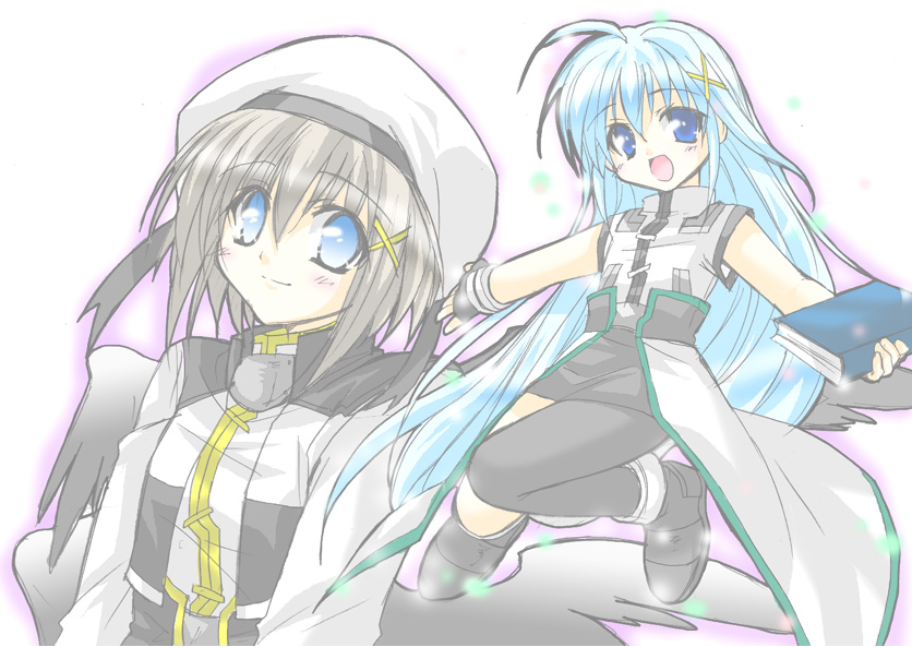 yagami hayate, reinforce zwei, and book of the azure sky (lyrical nanoha and 2 more) drawn by minazoi_kuina