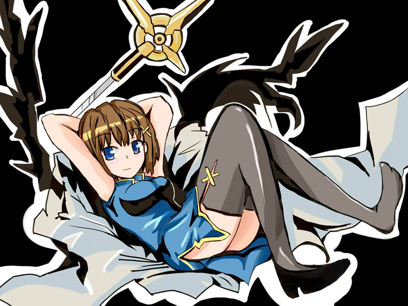 yagami hayate and schwertkreuz (lyrical nanoha and 2 more) drawn by ougino