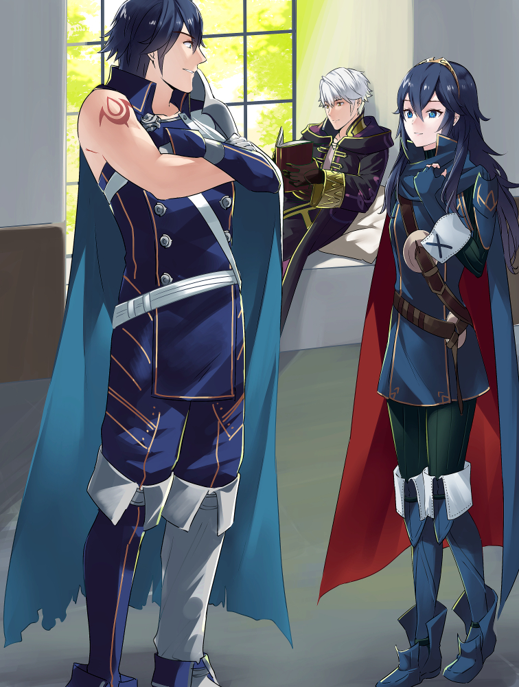 lucina, male robin, and chrom (fire emblem and 1 more) drawn by ameno_(a_meno0)