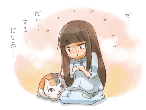 nyanko-sensei and kuronuma sawako (natsume yuujinchou and 1 more) drawn by shirotaka_(shirotaka)