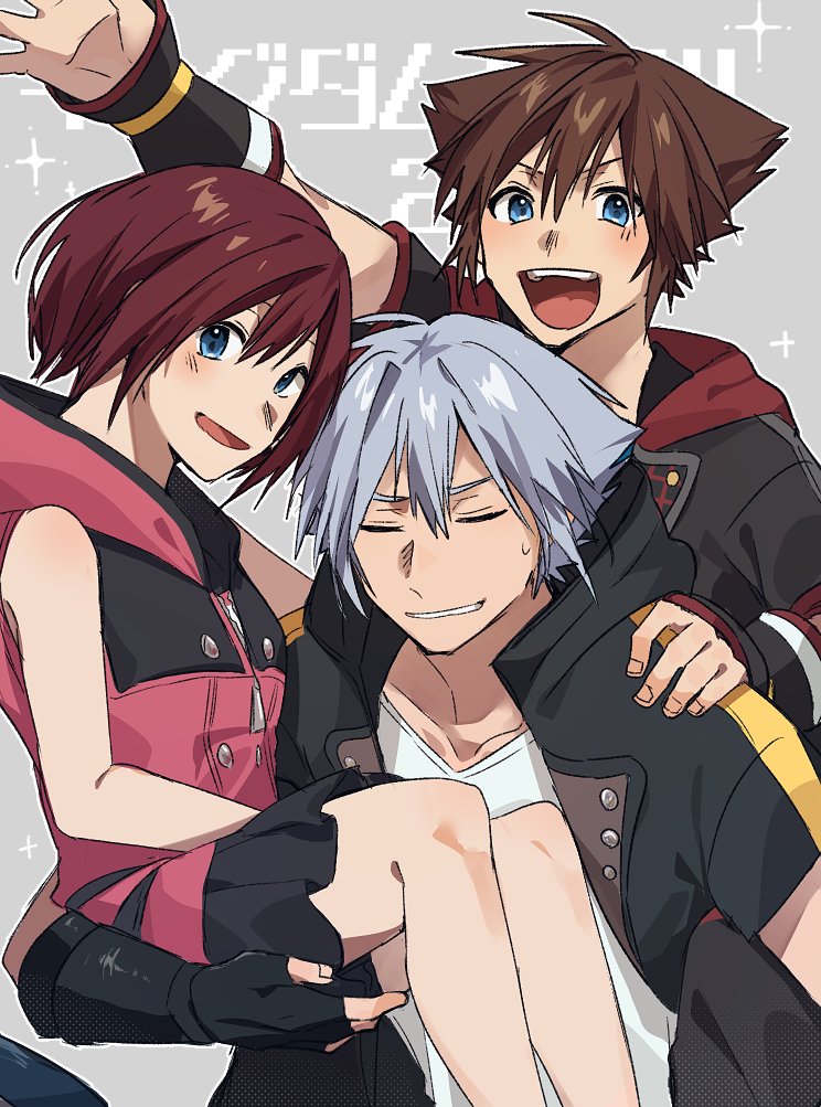 sora, kairi, and riku (kingdom hearts and 1 more) drawn by takanoharu0815