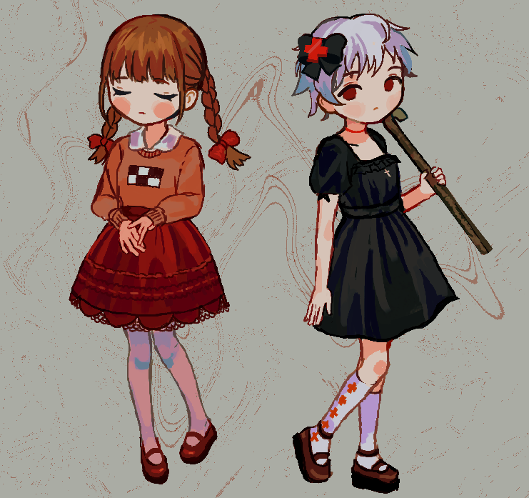 madotsuki and sabitsuki (yume nikki and 1 more) drawn by io_(onisarashi)