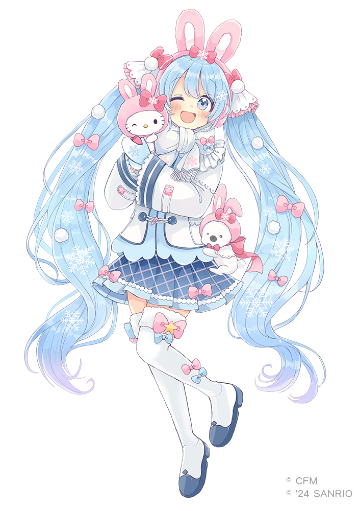 hatsune miku, yuki miku, hello kitty, and rabbit yukine (vocaloid and 2 more) drawn by sakura_oriko