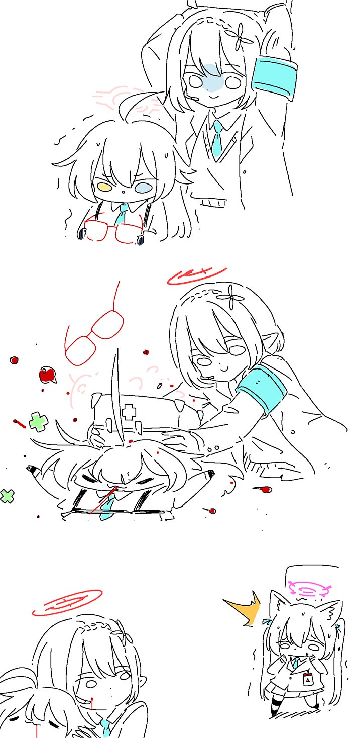 hoshino, serika, and ayane (blue archive) drawn by syk