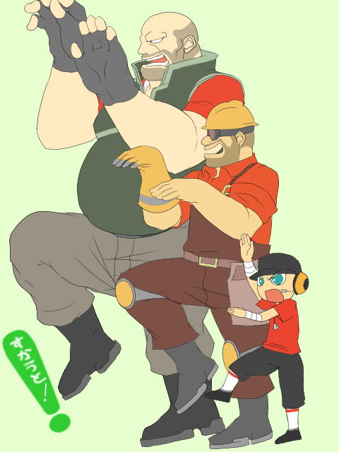 scout, engineer, heavy, red engineer, red heavy, and 1 more (yotsubato! and 1 more)